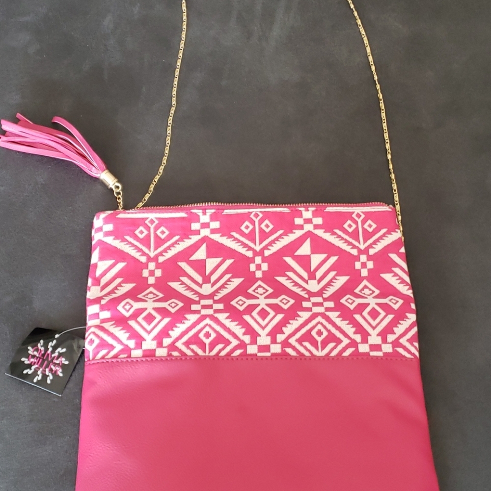 Pink white gold purse.